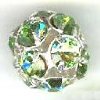 1 10mm Round Silver with Peridot Rhinestones